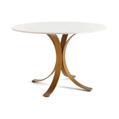 a white table with gold legs on a white background