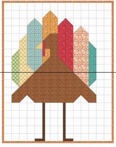 a cross stitch pattern with an umbrella on it