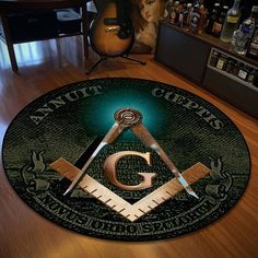 Master Mason Blue Lodge Rug - Square and Compass G Retro Round and Carpets - Bricks Masons Free Masons, Earth Sun And Moon, Back Wash, Masonic Art, Brick Mason, Money Template, Masonic Lodge, Masonic Symbols, Learn Astrology