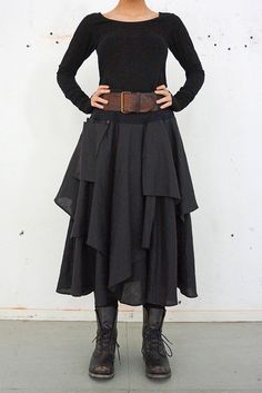 Trousers/skirt Clothing Makeovers, Refashion Dress, Clothes Encounters, Goth Skirt, Artistic Fashion, Corporate Goth, Dark Mori, Funny Ideas, Boho Clothes