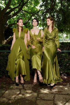 Rock And Roll Bride, Chartreuse Wedding, Joanne Fleming, Olive Wedding, Art Deco Dress, Work Flow, Silk Dresses, Green Dresses, Green Bridesmaid