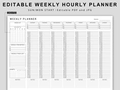 the printable weekly planner is shown in black and white, with text that reads'edit