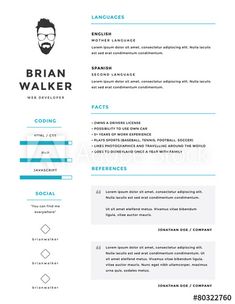 a modern and professional resume template with blue accents on the front, green trimmings