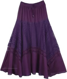 Honey Flower Lace Cotton Long Skirt Lace Patchwork Maxi Skirt, Elegant Purple Maxi Skirt, Purple Bohemian Lined Skirt, Bohemian Lace Lined Skirt, Bohemian Purple Lined Skirt, Purple Bohemian Maxi Skirt, Purple Long Skirt, Lace Long Skirt, Honey Flower