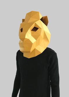 a person wearing a bear mask made out of paper