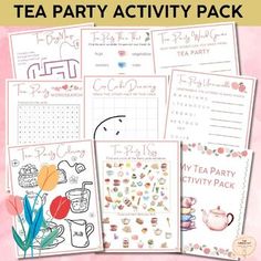 the tea party activity pack is filled with activities to help children learn how to write and draw