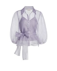 Elegant long sleeve organza blouse. Transparent organza image 2 Organza Jacket, Organza Shirt, Cinq A Sept, Organza Fabric, Satin Top, Sheer Blouse