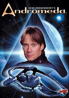 an advertisement for the movie andromeda with a man holding a sci - fi object