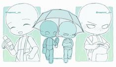 an image of three cartoon characters with umbrellas over their heads and one holding a cell phone