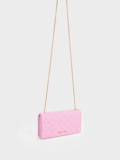 Pink Tweed Quilted Pouch - CHARLES & KEITH US Formal Pink Quilted Shoulder Bag, Elegant Pink Quilted Shoulder Bag, Elegant Quilted Pink Bag, Pink Quilted Evening Bag, Pink Clutch With Chain Strap, Chic Pink Clutch With Chain Strap, Chic Pink Quilted Shoulder Bag, Quilted Clutch For Evening, Chic Quilted Wallet On Chain