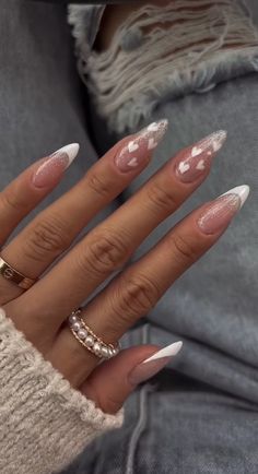 French Acrylic Nails, Designs Nail, Ideas Nails, Heart Nails, Fire Nails, Dope Nails, Valentine's Day Nails, Valentines Nails