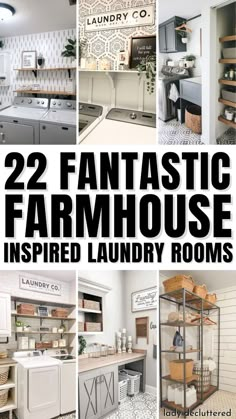 22 Fantastic Farmhouse Inspired Laundry Rooms Farmhouse Laundry Organization, Rustic Laundry Rooms Farmhouse Style, Farmhouse Utility Room Decor, Laundry Room Inspiration Farmhouse, Large Farmhouse Laundry Room, Laundry Farmhouse Ideas, Perfect Laundry Room Farmhouse, Laundry Farmhouse Decor, Laundry Room Hooks Ideas