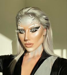 Ice Makeup, Cyberpunk Makeup, Painted Faces, Horror Makeup, Halloween Makeup Inspiration, Special Effects Makeup