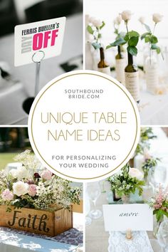 unique table name ideas for personalizing your wedding