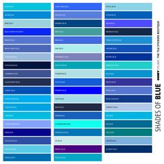 blue color chart with different shades and colors for each one in the page, which is also