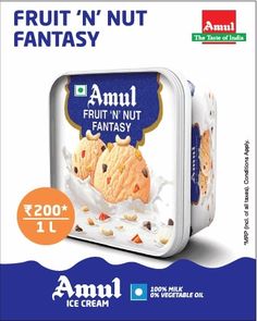 an advertisement for fruit'n'nut fantasy, which is being advertised in india