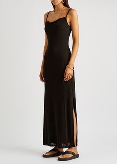 Maxi Jersey Dress, 70 Dress, Black Stretch, Free People Dress