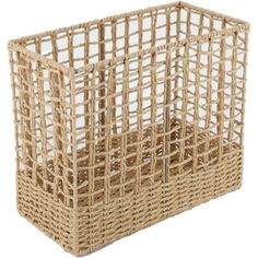 a wicker basket is shown on a white background