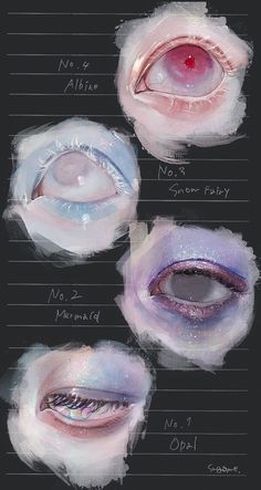 three different types of eyes are shown in this graphic drawing technique, which shows how the iris