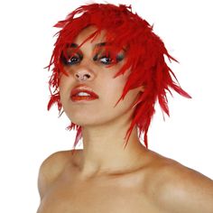 Dyed Hackle Rooster Feather Wigs are made with Dyed Hackle feathers that are tipped and have been glued on to a breathable polyester-blend cap. The cap has elastic around the edge so that it can be stretched and comfortable to wear. One size fits most.This product is part of our Feather Wigs & Headdresses - Feather Feather Wig, Rooster Feathers, Red Feather, Wigs For Sale, Gold Feathers, Dark Turquoise, Cosplay Characters, Wigs Online, Wig Making