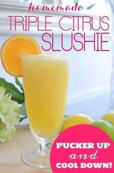 the homemade triple citrus slushie is ready to be eaten