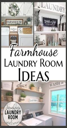 farmhouse laundry room decor ideas that are easy to do with the washer and dryer