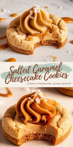 salted caramel cheesecake cookies on a white plate