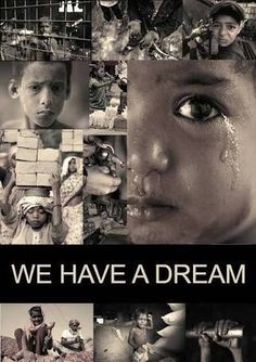 we have a dream poster with images of children and people in different places around the world