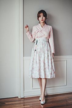 Pink Modern Hanbok Jeogori Handmade Korea Daily Hanbok Mini Dress Picnic, Occasion Dress White Rose Wrap Skirt Norigae J.1_1 - Etsy White Long Sleeve Hanbok For Spring, Traditional Pink Skirt For Spring, Modern Fashion Women, Korean Hanbok Modern, Hanbok Aesthetic, Basic White Blouse, Korean Traditional Dress Hanbok, Dress Picnic, Modest Classy