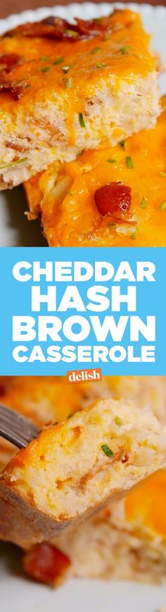 cheddar hashbrown casserole on a white plate