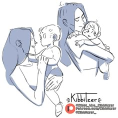 a drawing of a woman holding a baby in her lap with the caption kibbler