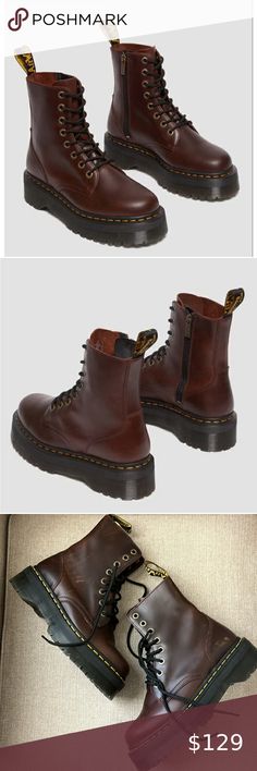 Dr. Martens Jadon Platform Lace-Up Boots Brown Size 9 Jadon Boots, Dr Martens Jadon, Dr Martens Shoes, Martens Shoes, Boots Brown, Goodyear Welt, Doc Martens, Pull Up, Brown Boots