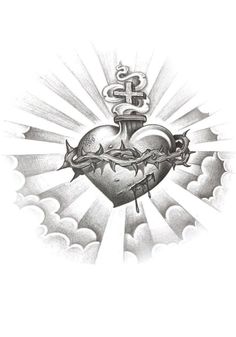 a drawing of a heart with an anchor on it