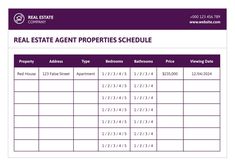 a real estate agent's schedule is shown in the form of a printable