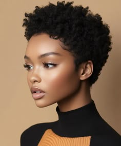 A short coily cut with a defined part and added color, such as bold hues or subtle highlights, offering a playful and vibrant twist. Perfect for a unique look. Short Afros, Natural Hair Twa, Natural Hair Short, Hair Short Cuts