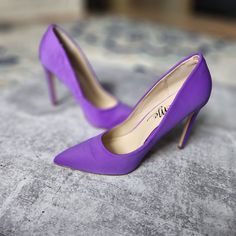 Gorgeous Bright Neon Purple Heels Approx 4.5" From Top To Bottom Of Heel Fits True To Size Purple Fitted Heels With 4-inch Heel, Elegant Fitted Purple Heels, Fitted Purple Heels With 4-inch Heel, Fitted Purple High Heels, Fitted Purple Heels With Closed Toe, Fitted Purple Closed Toe Heels, Andrea Shoes, Wrap Around Heels, J Renee Shoes