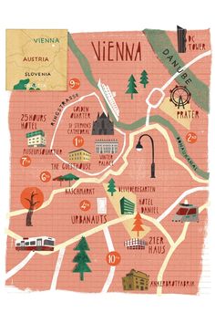 an illustrated map of vienna, germany