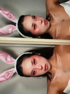 🐰🤍✨💞 bunny girl makeup Bugs Bunny Makeup, Bunny Make Up Halloween, White Bunny Makeup Halloween, Lola Bunny Makeup Halloween, Bunny Rabbit Makeup, Simple Bunny Makeup, Alice In Wonderland Bunny Makeup, Bunny Rave Outfit, Cute Mouse Makeup