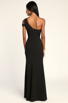 Lovely Black Dress - Maxi Dress - One-Shoulder Mermaid Dress - Lulus Gala Dinner Outfit Classy, Gala Dinner Outfit, Dress With One Shoulder, Inexpensive Prom Dresses, Mermaid Maxi Dress, One Shoulder Maxi Dress, Full Maxi Skirt, Perfect Bridesmaid Dress, Maid Of Honour Dresses