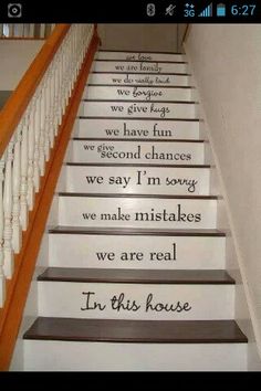 the stairs are painted with words on them