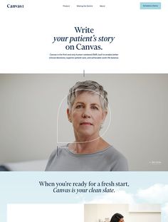 an image of a woman sitting on a couch with the caption'write your patient's story on canvass '