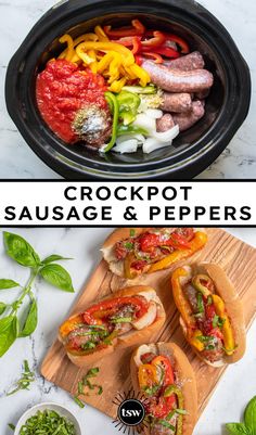 the crockpot sausage and peppers are ready to be cooked