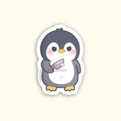 a penguin with a magnifying glass in its hand