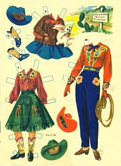 an old fashion pattern for children's clothing from the 1950's, including hats and dresses