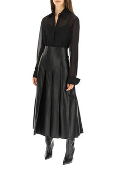 Ankle Skirt Outfit, Full Leather Outfit Women, A Line Leather Skirt Outfit, Long Leather Dress, Long Leather Skirt Outfit, Leather Skirt Long, Leather Flare Skirt, Ankle Skirt, All For Me