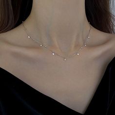 Necklaces With Earrings, Chain For Girls Silver, Stacked Necklaces Silver Layered, Simple Silver Chain Necklace, Simple Cute Necklaces, Silver Simple Necklace, Silver Chains For Women Simple, White Gold Chains For Women, Hypoallergenic Silver Choker Necklace