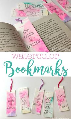 watercolor bookmarks that are made from books