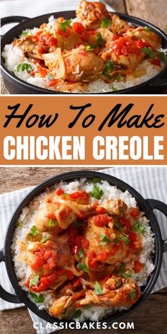 how to make chicken creoe in a cast iron skillet with rice and tomatoes