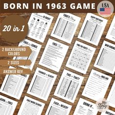 the printable version of born in 1933 game