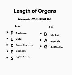 an image of the length of organ organs